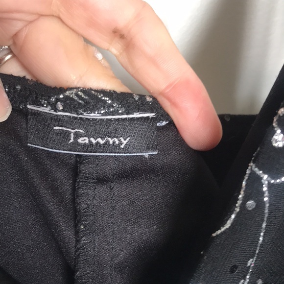 Tawny black and silver sparkle front ruffle high low formal dress - Picture 4 of 5